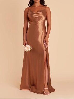 Birdy Grey Women’s Lisa Long Satin Rust Color Sleeveless Dress Size Small